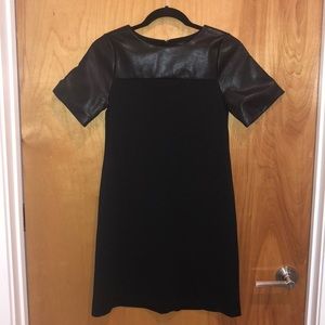 Ann Taylor Faux Leather/Ponte Dress